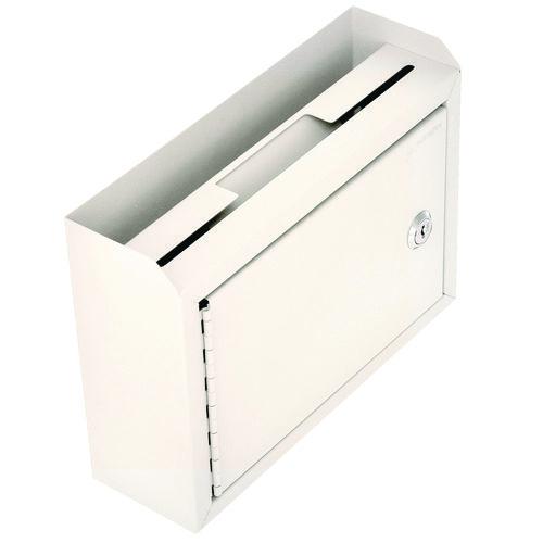 Picture of Medium Size Steel Multi-Purpose Secure Drop Box, 9.8 x 3.4 x 7.5, White