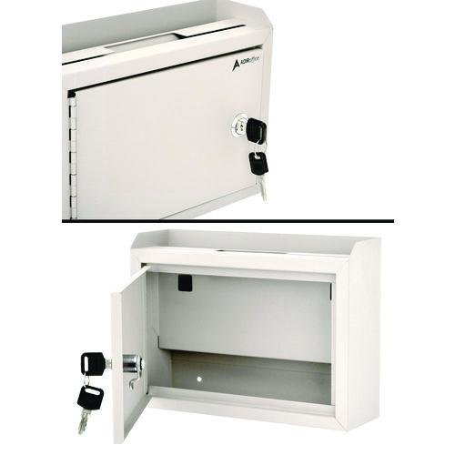 Picture of Medium Size Steel Multi-Purpose Secure Drop Box, 9.8 x 3.4 x 7.5, White