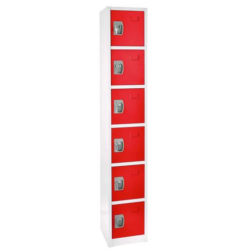 Picture of Steel Storage Locker, 6 Compartment, 12 x 12 x 72, Red