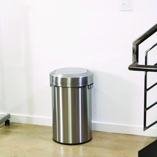Picture of Swing Top Trash Can, 17 gal, Stainless Steel, Silver
