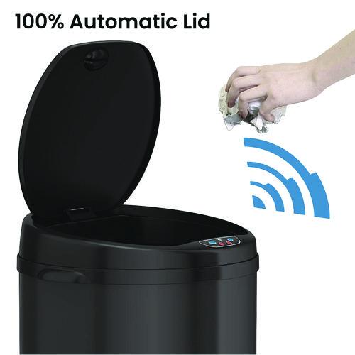 Picture of Sensor Trash Can, 8 gal, Plastic/Stainless Steel, Black