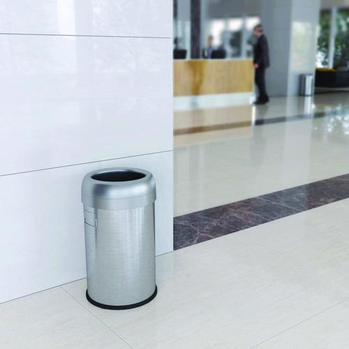 Picture of Open Top Trash Can, 13 gal, Plastic/Stainless Steel, Silver