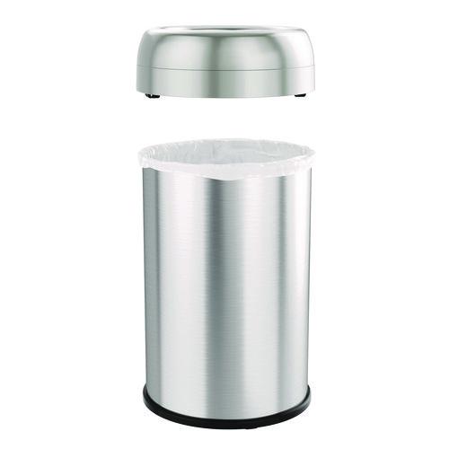 Picture of Open Top Trash Can, 13 gal, Plastic/Stainless Steel, Silver