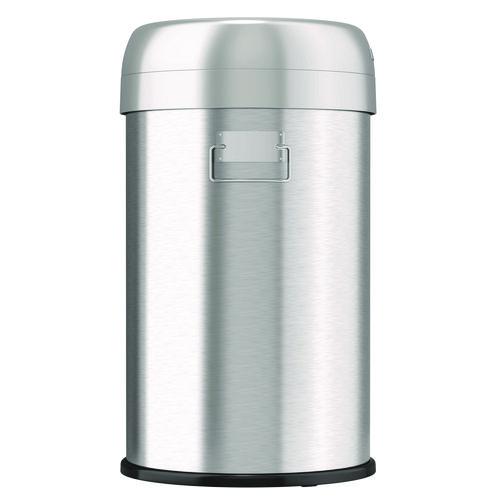 Picture of Open Top Trash Can, 13 gal, Plastic/Stainless Steel, Silver