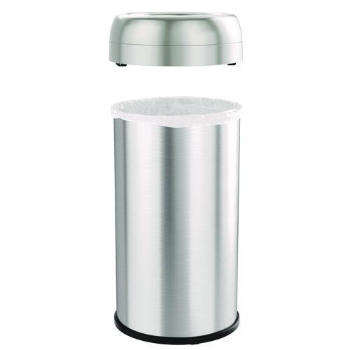 Picture of Open Top Trash Can, Round, 16 gal, Plastic/Stainless Steel, Silver