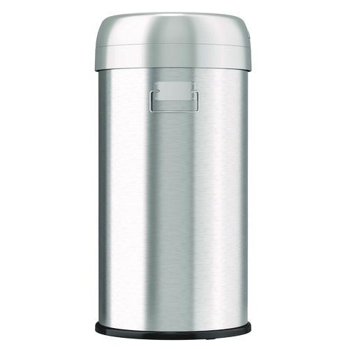 Picture of Open Top Trash Can, Round, 16 gal, Plastic/Stainless Steel, Silver