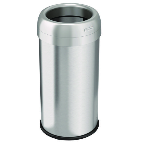 Open+Top+Trash+Can%2C+Round%2C+16+gal%2C+Plastic%2FStainless+Steel%2C+Silver