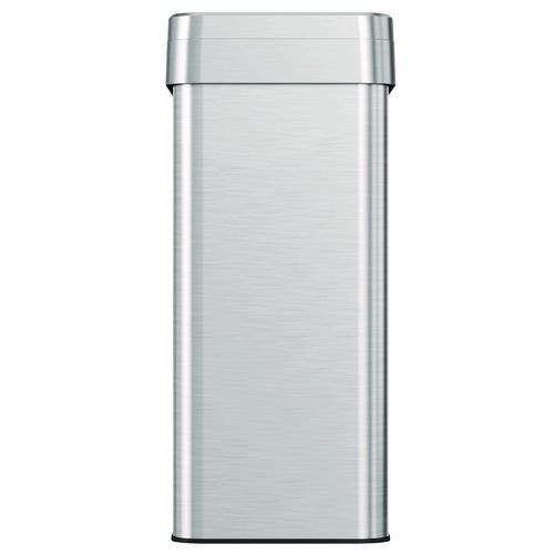 Picture of Open Top Trash Can, Rectangular, 16 gal, Plastic/Stainless Steel, Silver