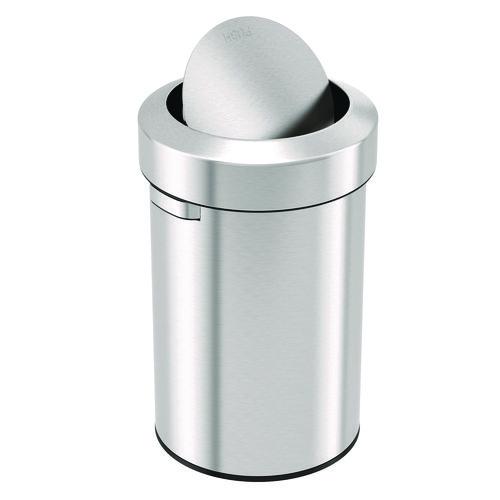 Picture of Swing Top Trash Can, 17 gal, Stainless Steel, Silver