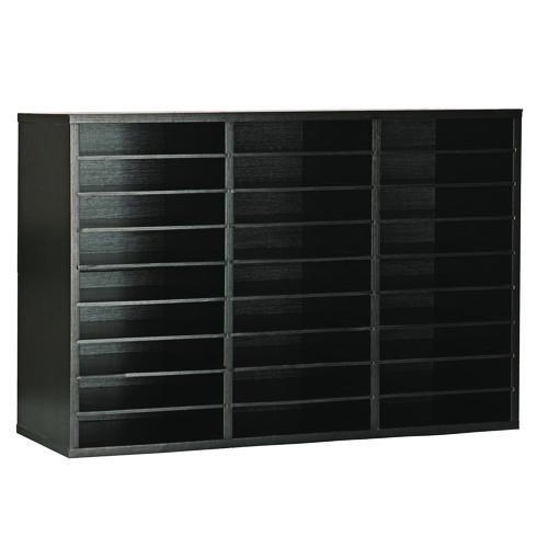 Picture of Wooden 27 Compartment Literature Organizer, 27 Sections, Letter Size, 31.49 x 11.81 x 21.65, Black