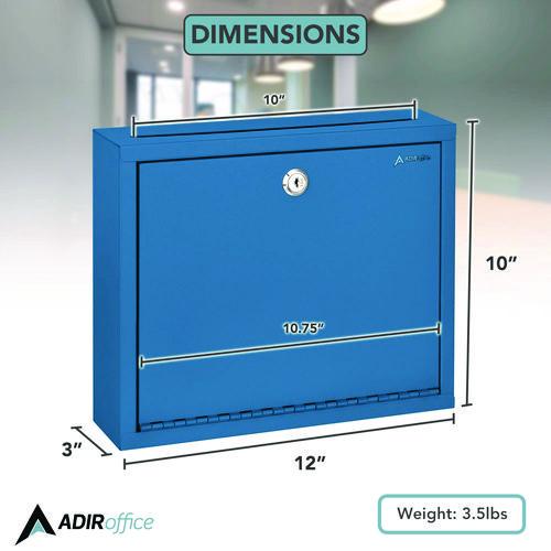 Picture of Large Size Steel Multi-Purpose Secure Drop Box, 12 x 3 x10, Blue