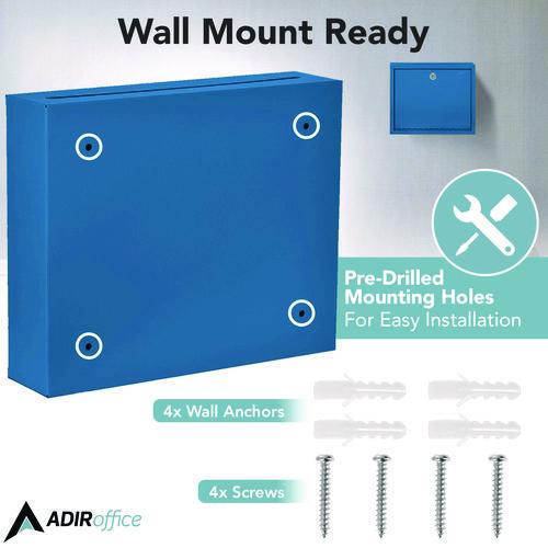 Picture of Large Size Steel Multi-Purpose Secure Drop Box, 12 x 3 x10, Blue