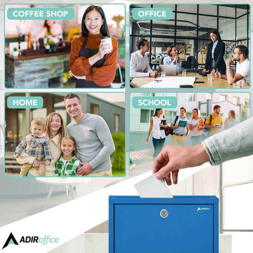 Picture of Large Size Steel Multi-Purpose Secure Drop Box, 12 x 3 x10, Blue