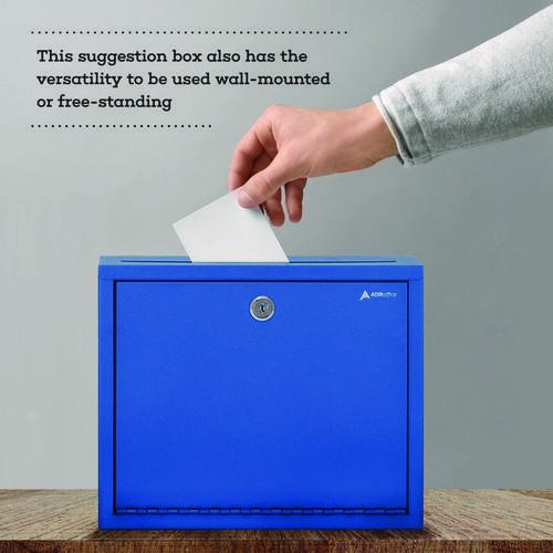 Picture of Large Size Steel Multi-Purpose Secure Drop Box, 12 x 3 x10, Blue