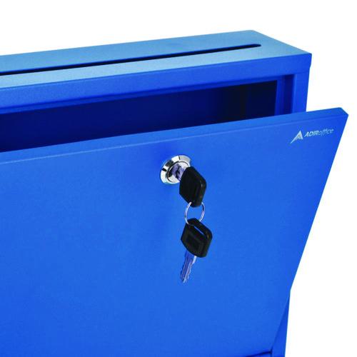 Picture of Large Size Steel Multi-Purpose Secure Drop Box, 12 x 3 x10, Blue