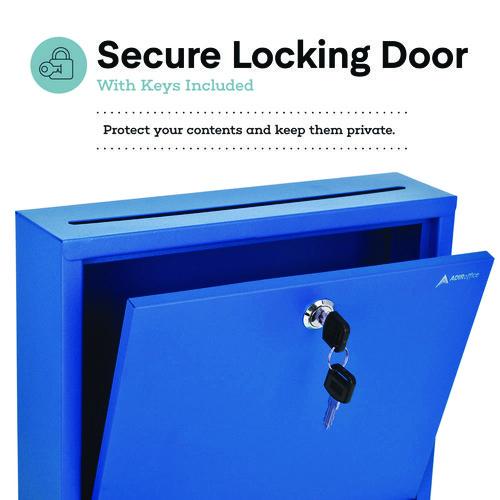 Picture of Large Size Steel Multi-Purpose Secure Drop Box, 12 x 3 x10, Blue