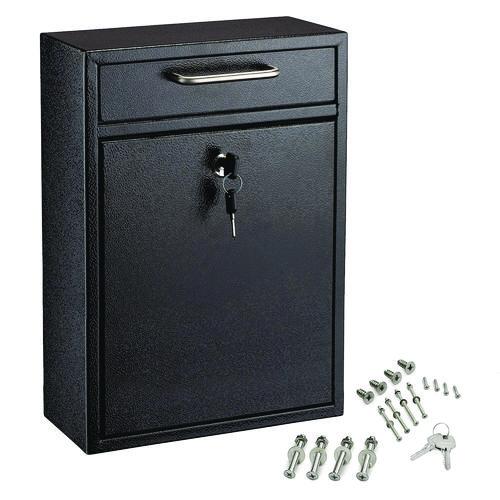 Picture of Large Ultimate Secure Drop Box Wall Mounted Mail Box, 11.2 x 4.7 x 16.2, Black