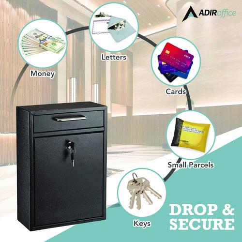 Picture of Large Ultimate Secure Drop Box Wall Mounted Mail Box, 11.2 x 4.7 x 16.2, Black