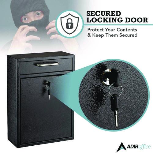 Picture of Large Ultimate Secure Drop Box Wall Mounted Mail Box, 11.2 x 4.7 x 16.2, Black