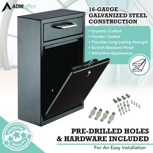 Picture of Large Ultimate Secure Drop Box Wall Mounted Mail Box, 11.2 x 4.7 x 16.2, Black