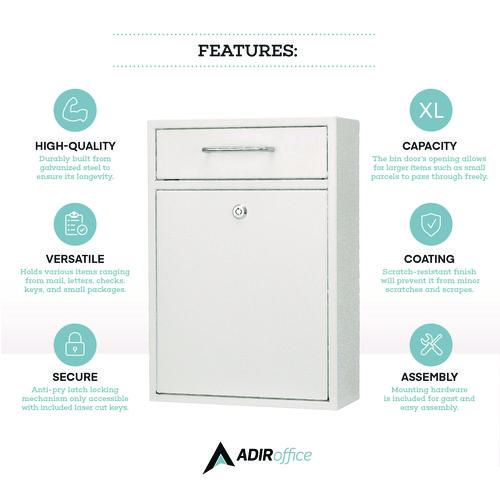 Picture of Large Ultimate Secure Drop Box Wall Mounted Mail Box, 11.2 x 4.7 x 16.2, White