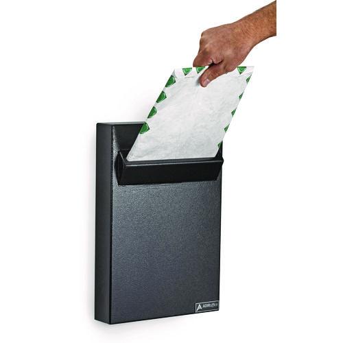 Picture of Large Wall Mounted Weatherproof Steel Secure Drop Box, 11 x 2.4 x 16, Black