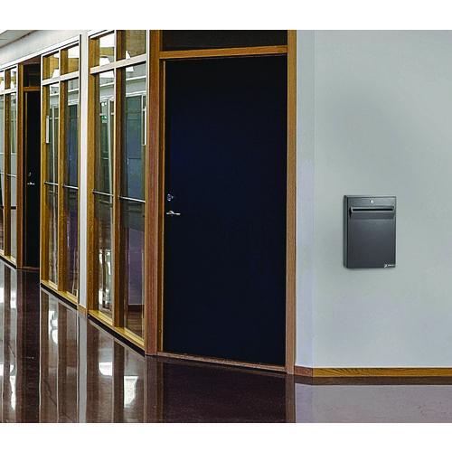 Picture of Large Wall Mounted Weatherproof Steel Secure Drop Box, 11 x 2.4 x 16, Black