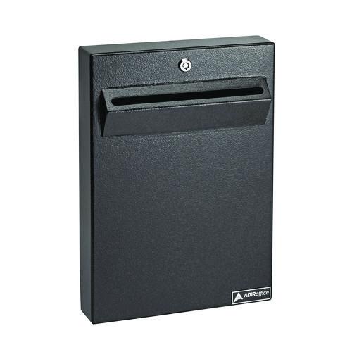 Picture of Large Wall Mounted Weatherproof Steel Secure Drop Box, 11 x 2.4 x 16, Black