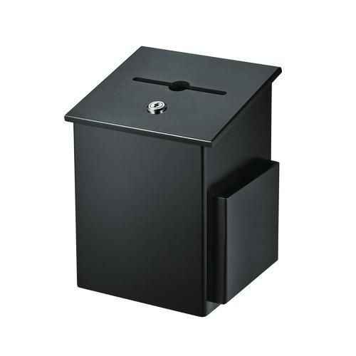 Picture of Squared Wood Locking Suggestion Box, 7.25 x 7.5 x 10, Medium Density Fiberboard, Black