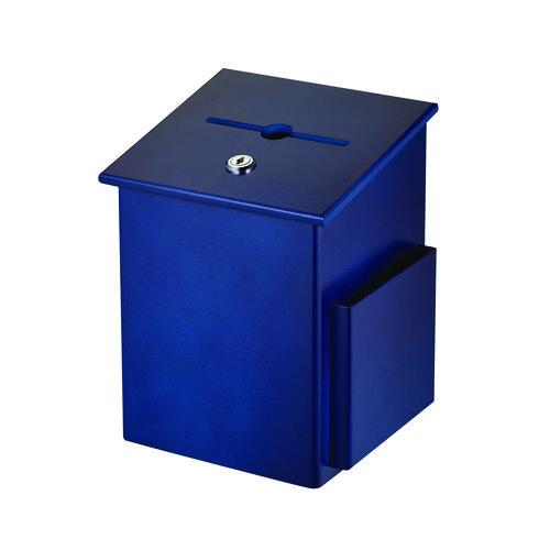 Picture of Squared Wood Locking Suggestion Box, 7.25 x 7.5 x 10, Medium Density Fiberboard, Blue