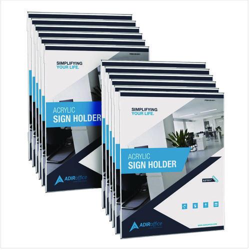 Picture of Wall Mount Side-Loading Acrylic Sign Holders, 8 x 11, Clear Frame, 12/Pack