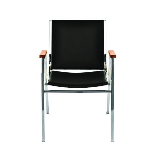 Picture of Vinyl Chrome Frame Stackable Office Chair, 16.5 x 22 x 32, Black Seat, Black Back, Chrome Base