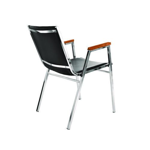 Picture of Vinyl Chrome Frame Stackable Office Chair, 16.5 x 22 x 32, Black Seat, Black Back, Chrome Base