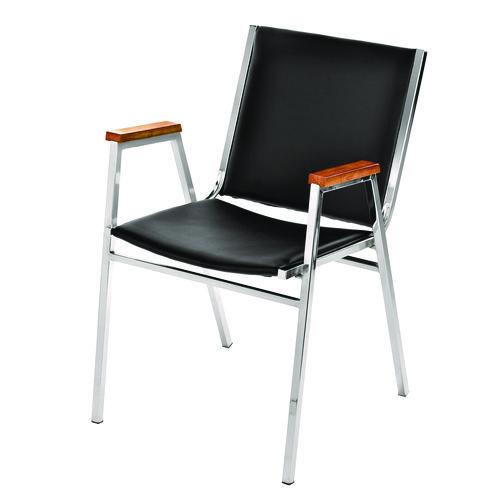 Picture of Vinyl Chrome Frame Stackable Office Chair, 16.5 x 22 x 32, Black Seat, Black Back, Chrome Base