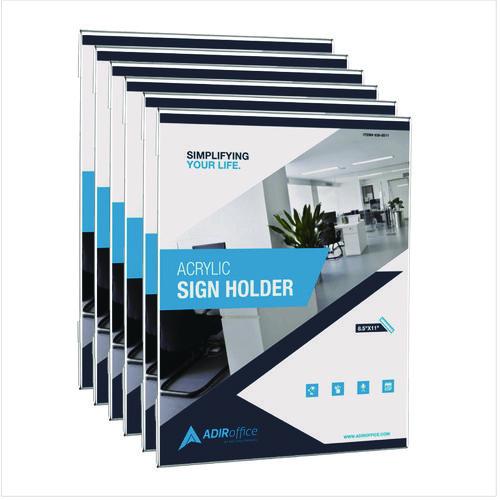 Picture of Wall Mount Side-Loading Acrylic Sign Holders, 8 x 11, Clear Frame, 6/Pack