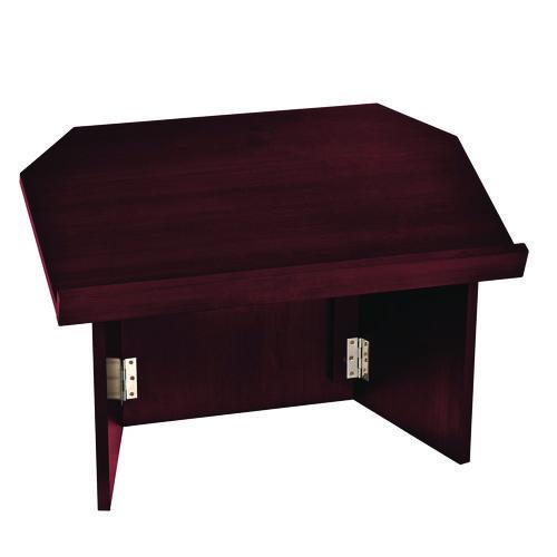 Picture of Foldable Tabletop Podium Lectern Speaker Stand, 27 x 16 x 19, Mahogany