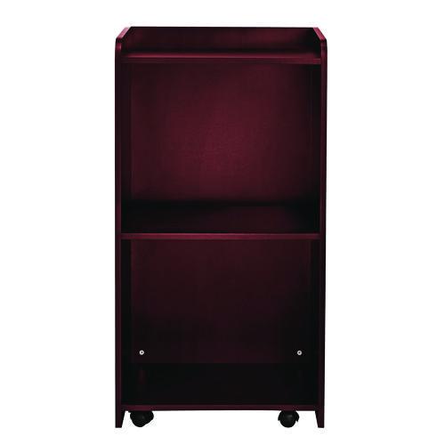 Picture of Wood Mobile Presentation Lectern Speaker Stand with Shelves, 22.44 x 16.53 x 45.98, Mahogany