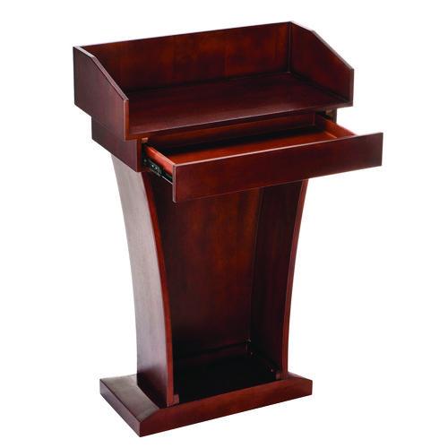 Picture of Wood Stand-Up Podium Lectern Speaker Stand with Drawer and Storage Area, 27.55 x 14 x 43.3, Cherry