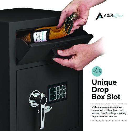 Picture of 1.1 cu ft Steel Digital Secure Money Deposit Safe with Digital keypad, 15.3 x 13.5 x 19, Black