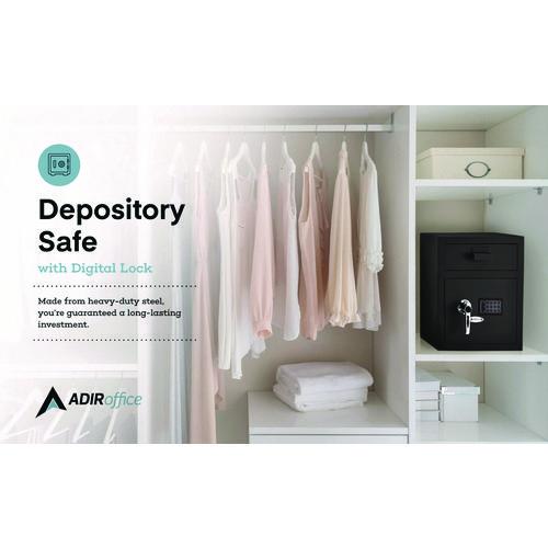 Picture of 1.1 cu ft Steel Digital Secure Money Deposit Safe with Digital keypad, 15.3 x 13.5 x 19, Black