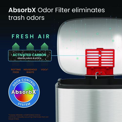 Picture of Fire-Resistant Step Pedal Trash Can, 8 gal, Plastic/Stainless Steel, Silver