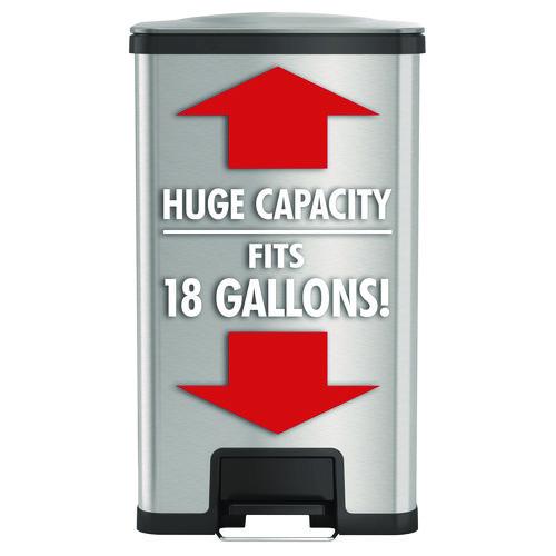 Picture of Step Pedal Trash Can with AirStep Technology, 18 gal, Stainless Steel, Silver