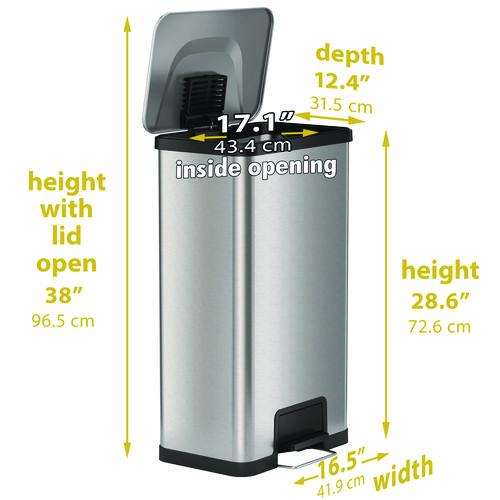 Picture of Step Pedal Trash Can with AirStep Technology, 18 gal, Stainless Steel, Silver