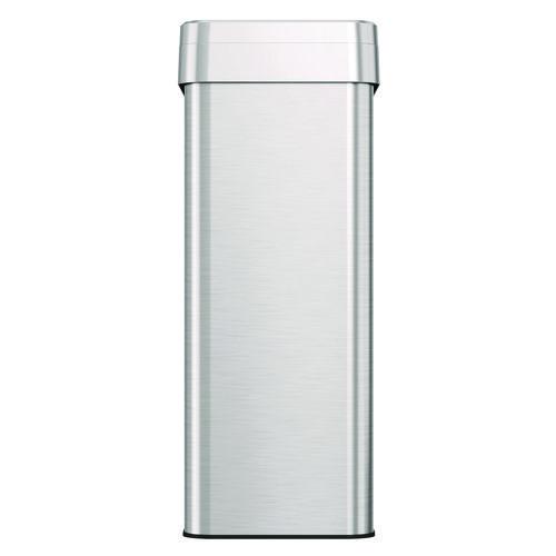Picture of Open Top Trash Can, Rectangular, 18 gal, Plastic/Stainless Steel, Silver
