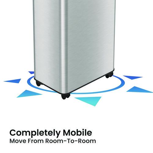 Picture of Open Top Trash Can with Wheels, 18 gal, Plastic Stainless Steel, Silver