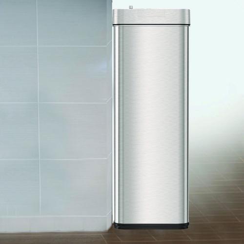Picture of Wings Lid Sensor Trash Can, 18 gal, Plastic/Stainless Steel, Silver