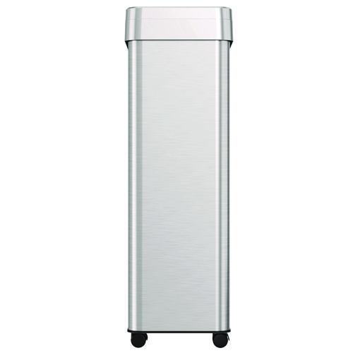 Picture of Open Top Trash Can with Wheels, 21 gal, Plastic/Stainless Steel, Silver