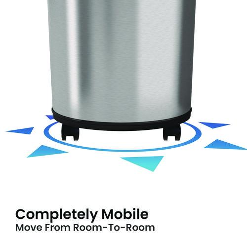Picture of Extra-Large Sensor Trash Can with Wheels, 23 gal, Plastic/Stainless Steel, Silver/Black