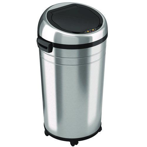 Extra-Large+Sensor+Trash+Can+with+Wheels%2C+23+gal%2C+Plastic%2FStainless+Steel%2C+Silver%2FBlack