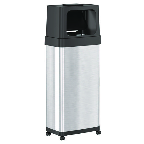 Dual+Push+Door+Trash+Can%2C+24+gal%2C+Stainless+Steel%2C+Silver%2FBlack